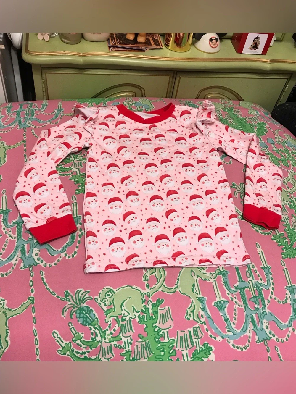 Cecil and Lou pink and red Santa Christmas Pajama top size 4T